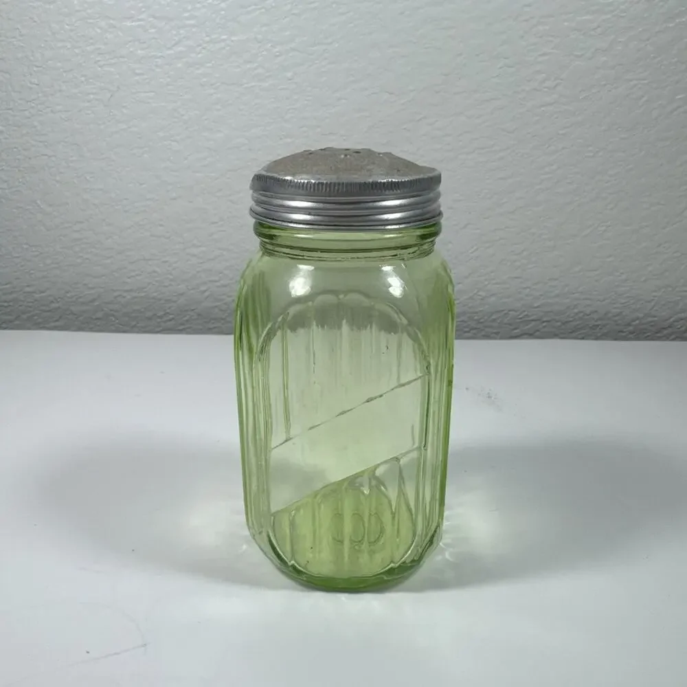 Green Depression Glass Shaker URANIUM Hocking Ribbed Range Hoosier 1930s
